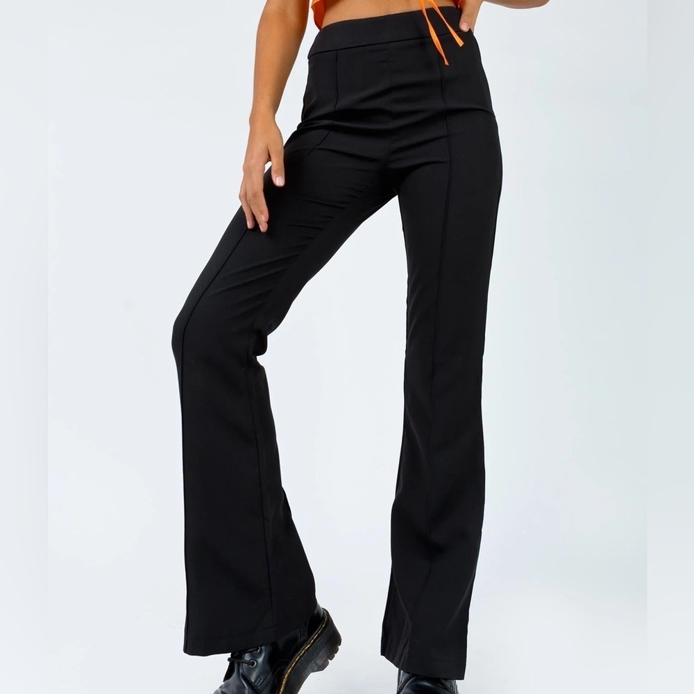 Princess Polly Jensen Black High Rise Front Seam Flared Pants
